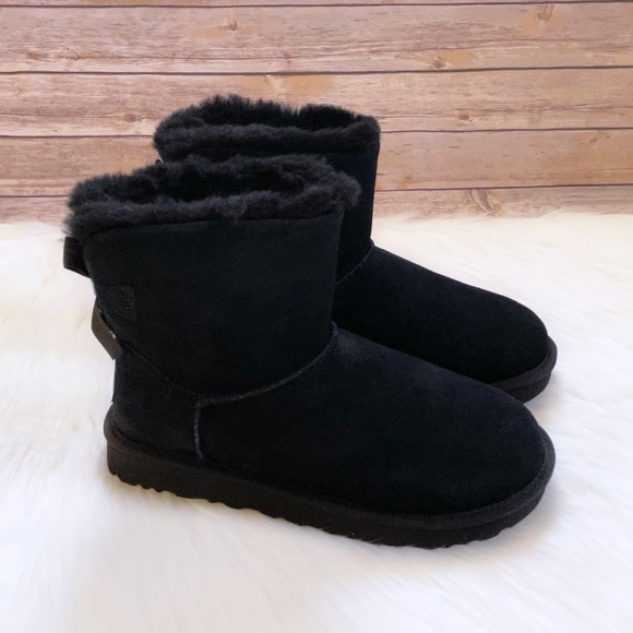 UGG Mini Bailey UGG Metal Graphic Black Boots - Picture 2 of 8